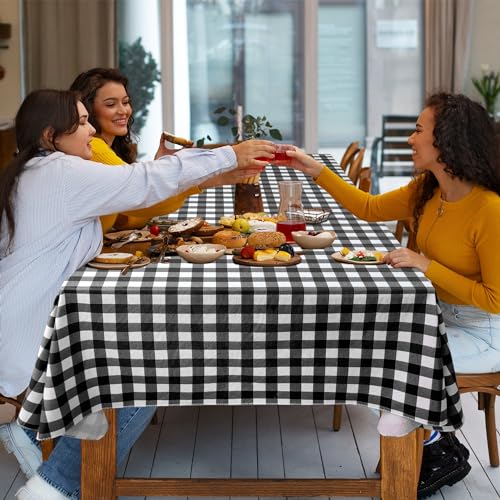 Vinyl Tablecloth with Flannel Backing 2 Pcs 60x102 In Black and White - color: Black and White, size: 60x102 Inch (Rectangular)