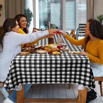 Vinyl Tablecloth with Flannel Backing 2 Pcs 60x102 In Black and White - color: Black and White, size: 60x102 Inch (Rectangular)