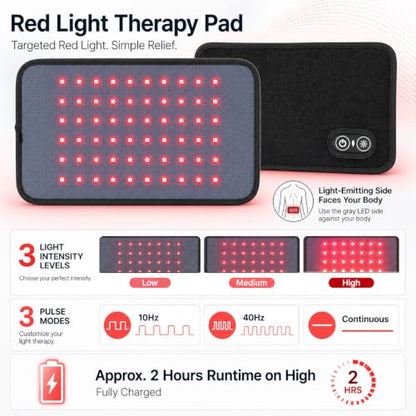 Red Light Therapy Pad for Body Pain, 11.8"x6.9" Portable Infrared Wrap - size: 11.8"x6.9"