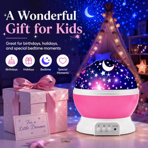MOKOQI Star Projector Night Lights for Kids | Girls Night Light Projector - color: Pink