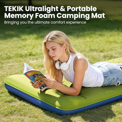 TEKIK Self Inflating Memory Foam Sleeping Pad with Pillow for Camping
