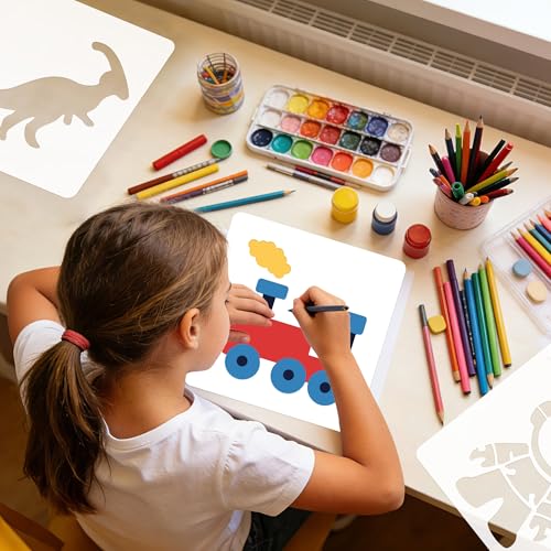 24PCS Stencils for Kids, 8-inch Large Stencils for Painting, Reusable