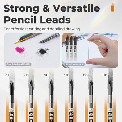 Nicpro Art Drawing Supplies Kit with Metal Drafting Pencil 0.5 & 0.7 & 0.9 & 2mm