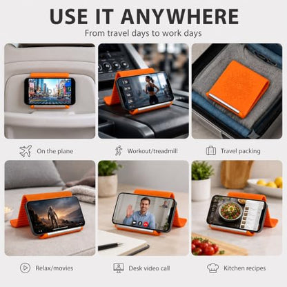 Airplane Phone Holder, Foldable Silicone Aluminum Phone Holder - color: A-Orange-1PCS