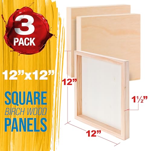 U.S. Art Supply 12" x 12" Unfinished Cradled Wood Panels for Painting - size: 12" x 12", style: Square