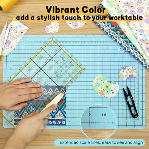 Self Healing Cutting Mat 18" x 12", A3 Double-Sided for Sewing & Quilting - color: Aqua Blue, size: A3:18‘’x12‘’