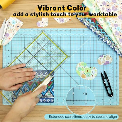 Self Healing Cutting Mat 18" x 12", A3 Double-Sided for Sewing & Quilting - color: Aqua Blue, size: A3:18‘’x12‘’