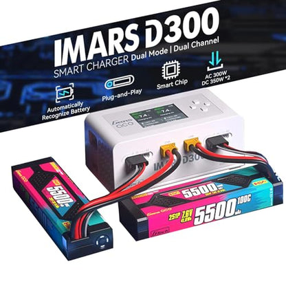 IMARS D300 Balance Charger, Gens Ace Dual Channel for RC 1~6S.White