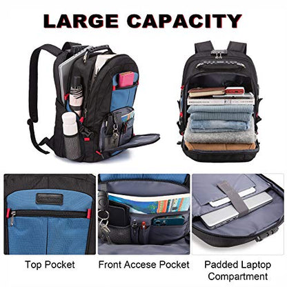 LOVEVOOK Large Laptop Backpack for Men,17.3Inch Heavy Duty Travel Backpack - color: Blue, size: 17 inch