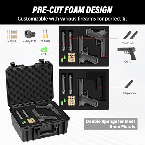SEKKVY Gun Case for Handguns, Pistol Case Hard Shell - color: 2-Pistol Case,Black