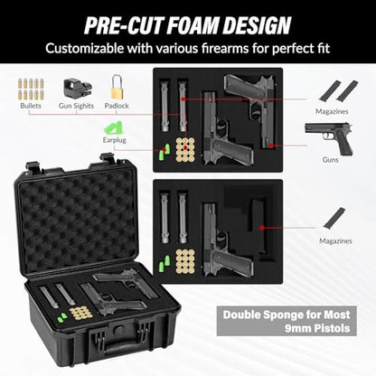 SEKKVY Gun Case for Handguns, Pistol Case Hard Shell - color: 2-Pistol Case,Black