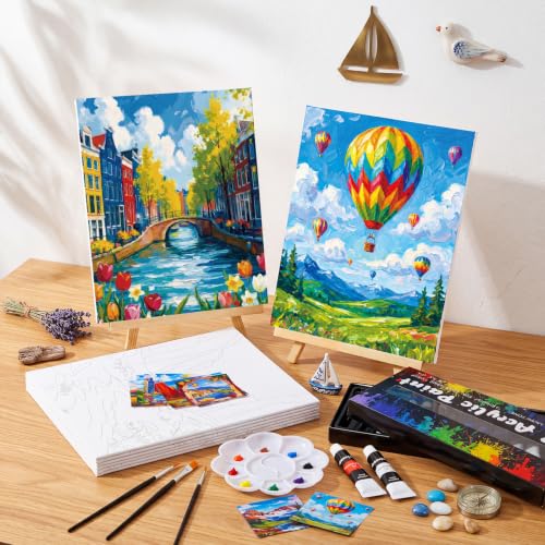 Cholemy 36 Pcs Paint and Sip Kit Gift for Adults 8''x10'',Natural Scenery - style: Natural Scenery