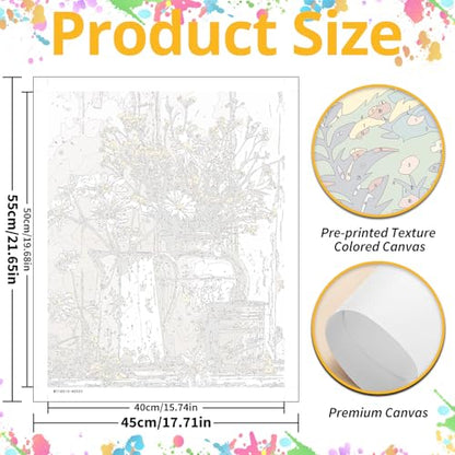 Daisy Paint by Numbers Kit for Adults, 16x20 inch - color: Daisy Flower without frame