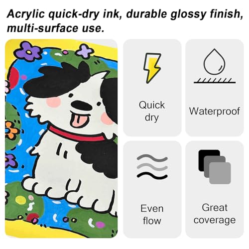 5 Black Paint Pens, Black Acrylic Paint Markers for Drawing - color: Black