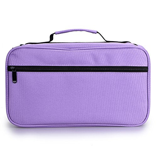BTSKY Art Marker Carrying Case Lipstick Organizer-60 Slots Canvas Zippered - color: Purple