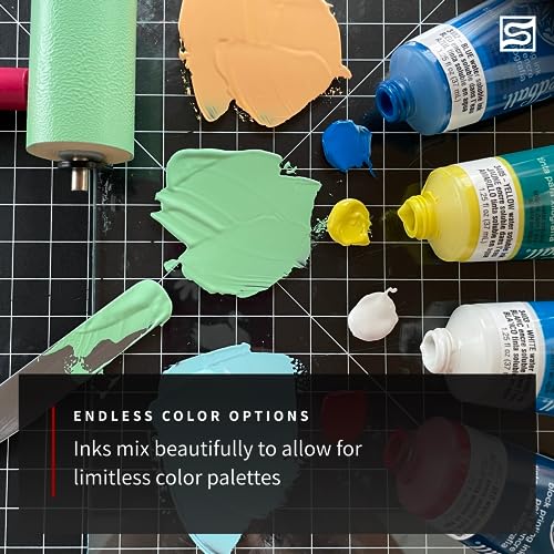 Speedball Water-Soluble Block Printing Ink Set – 4 Bold Colors With Satiny Finish - 1.25 FL OZ Tubes