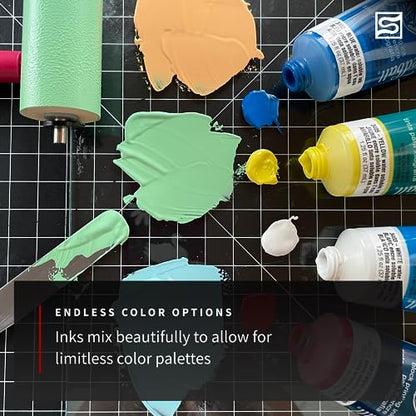 Speedball Water-Soluble Block Printing Ink Set – 4 Bold Colors With Satiny Finish - 1.25 FL OZ Tubes