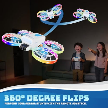 Contixo F27 Halo Mini Foldable Drone with 4.3" Screen Remote – 720P HD Dual Camera, LED Lights, Optical Flow Hover, One-Key Takeoff/Landing, 360° Stunts, 350 ft Range, Beginner Drone