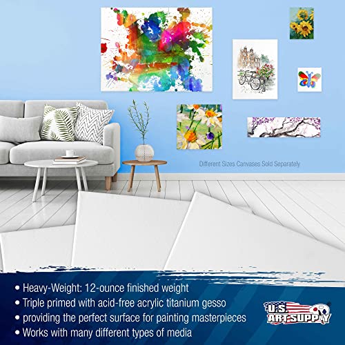 U.S. Art Supply 30"x48" Stretched Canvas for Painting, 3/4" Profile, 3-Pack - size: 30" x 48"