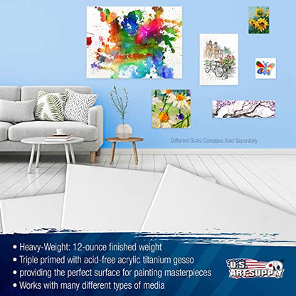 U.S. Art Supply 30"x48" Stretched Canvas for Painting, 3/4" Profile, 3-Pack - size: 30" x 48"