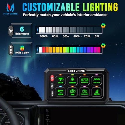 MICTUNING P1C+ RGB 8 Gang Switch Panel, IP67 Waterproof - color: Wired, size: 8 Gang