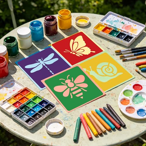 CUTHOLLOW 25 PCS Garden Animals Painting Shape Stencils Sets - style: Garden Animals