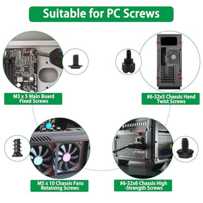 516Pcs Computer Screws Kit, M3 6-32 Motherboard Standoffs for SSD - color: 516 Pcs Black PC Screw