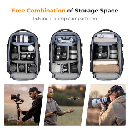 K&F CONCEPT Camera Backpack,25L Large Capacity Camera Bag for Photographers - color: 02-all-black, size: 25L