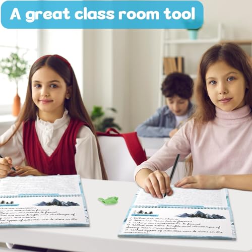 gisgfim Grooved Cursive Handwriting Workbook Magic Reusable Grooved Cursive Handwriting Practice Guided Tracing with Disappearing Ink Pens for Beginners Kids Learning Activities Supplies (Reading) - style: Reading