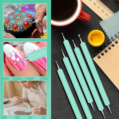 Ashmacdo 20 Pcs Dotting Tools for Painting,Ball Embossing Tool Tracing Stylus for Transfer Paper Drawing Nail Art - color: Teal