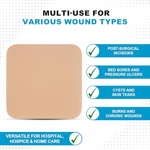 MedVance Waterproof Non-Adhesive Foam Dressing w/o Border, 4"x4", Box of 5 - size: 4"x4" Standard 5 Pack