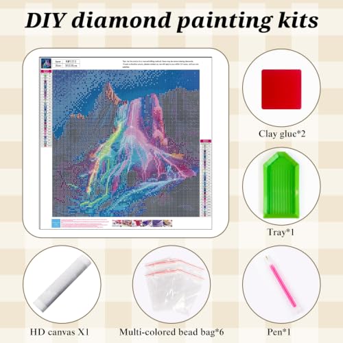 Rainbow Waterfall Diamond Painting Kit for Adults,Fantasy Diamond Art Kit - color: KM1313-1