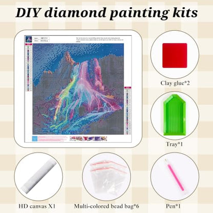 Rainbow Waterfall Diamond Painting Kit for Adults,Fantasy Diamond Art Kit - color: KM1313-1