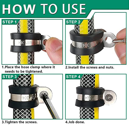 OURU 110PCS Cable Clamps Assortment Kit,Rubber Coated, 1/4"-1-3/4" 10 Sizes - size: 110PCS KIT