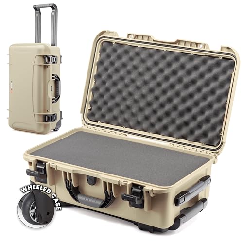 NANUK 935 Camera Hard Case with Cubed Foam, Waterproof Wheeled Carry-On - color: Desert Tan, style: Cubed Foam