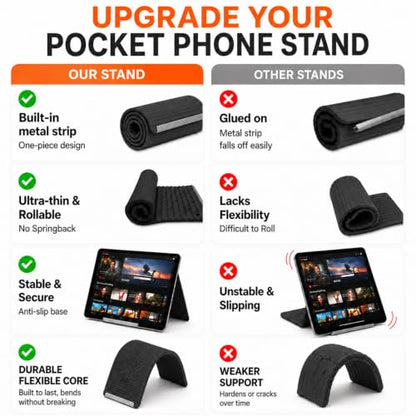 2PCS Portable Foldable Silicone Aluminum Phone Holder, Orange&Black - color: Orange&Black-2PCS-New