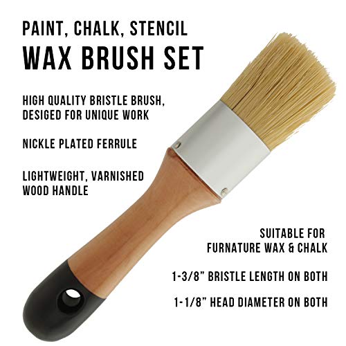 U.S. Art Supply 2-Piece Oval and Round Chalk, Wax and Stencil Brushes