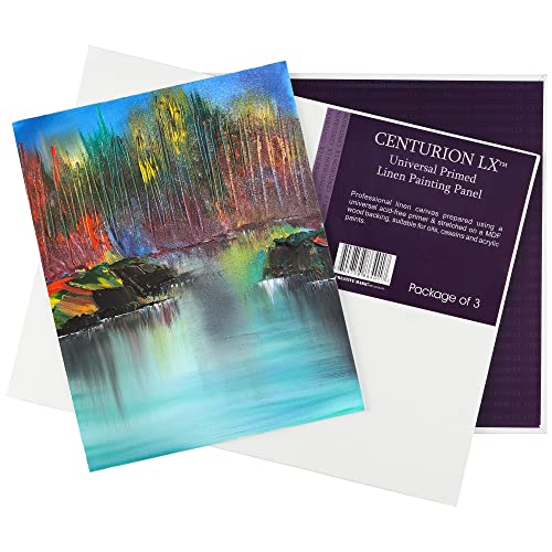 Centurion All-Media Primed Linen Panels - 6x12 3 Pack - 11oz Universal Primed Canvas Boards for Painting, Mounted on MDF Wood, Non-Warping, Ideal for Artists, Professionals, and Painters - size: 6"x12"