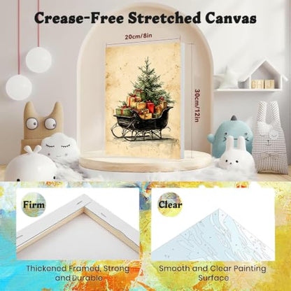 3 Pack Christmas Paint by Numbers Kit for Adults with Frame-Wooden Ease - color: 3 Pack Christmas