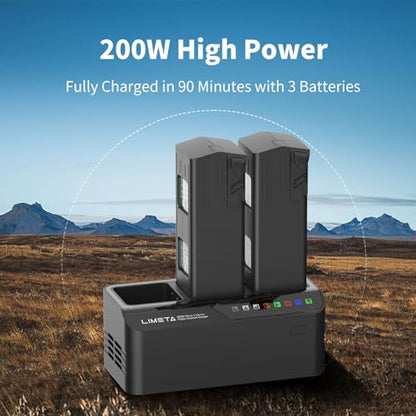 200W Mavic 3 Battery Charger Hub Fast Parallel Charging Station for DJI Mavic 3 Pro/Mavic 3 Classic/Mavic 3 Enterprise Batteries Charge 3 Batteries Simultaneously in 70 Min with Storage Mode