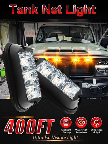 YM E-Bright 2-Pack Amber/Yellow 3 LED Car Flashlight DRL Truck Emergency Strobe Flash Warning Light DC 12-24V - color: Yellow, size: 3LED