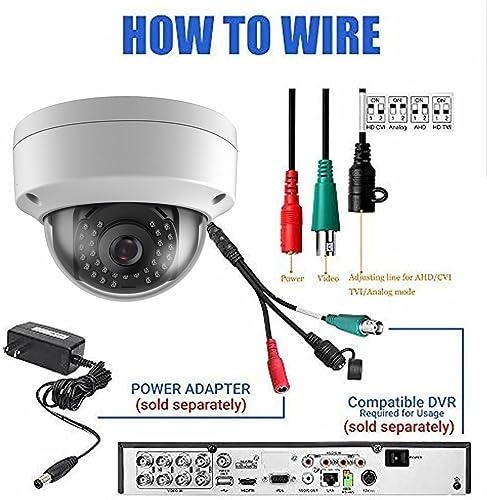 Real HD 4MP Analog Coax Dome TVI CVI CCTV Surveillance Security Camera, 2.8mm 100° Wide Viewing Angle, 65ft IR Night Vision, Outdoor, Full Metal Housing, ONLY Compatible with 4MP, 5MP and 8MP DVR