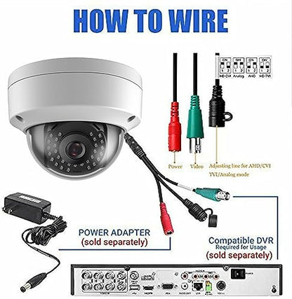 Real HD 4MP Analog Coax Dome TVI CVI CCTV Surveillance Security Camera, 2.8mm 100° Wide Viewing Angle, 65ft IR Night Vision, Outdoor, Full Metal Housing, ONLY Compatible with 4MP, 5MP and 8MP DVR