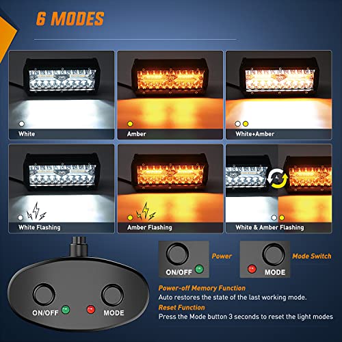 Nilight 6.5inch Amber White Strobe 6 Modes 120W LED Pod Light - color: Amber&White 6 Modes