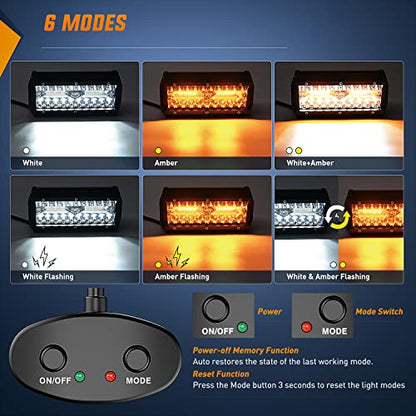Nilight 6.5inch Amber White Strobe 6 Modes 120W LED Pod Light - color: Amber&White 6 Modes