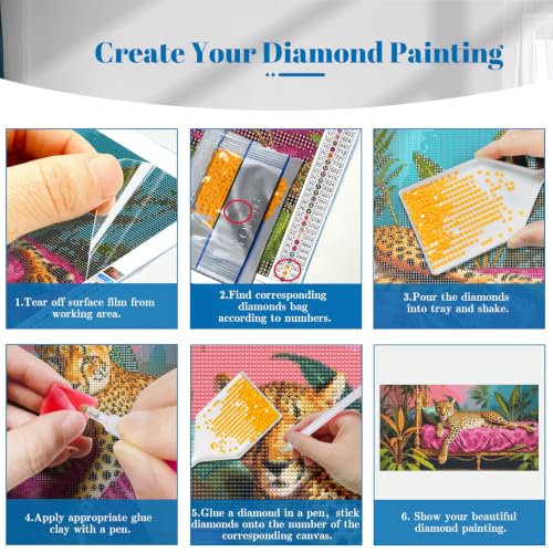 YOYA Large Diamond Art Kits for Adults, Leopard 5D Large Diamond Painting - color: Leopard 503