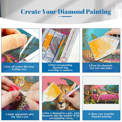 YOYA Large Diamond Art Kits for Adults, Leopard 5D Large Diamond Painting - color: Leopard 503