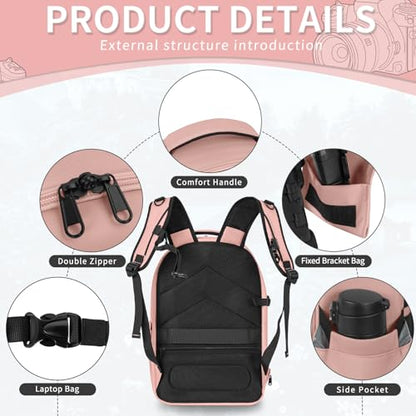 TORIBIO Large Hardshell Camera Backpack DSLR/SLR/Mirrorless Photography Bag - color: Pink