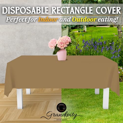 Grandipity Plastic Table Cloth Disposable 12 Pack 54” x 108” Rectangle - color: Gold, size: 54in. x 108in. Rectangle