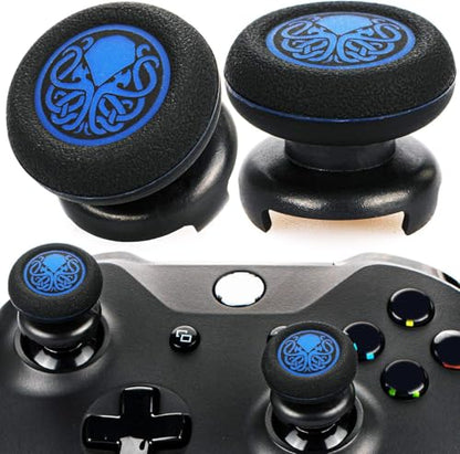 FPS Thumbstick Extender & Printing Rubber Silicone Grip Cover 2 Sets for Xbox Series X/S & Xbox One Controller(Deep Sea Cthulhu Blue) - color: cthulhu blue